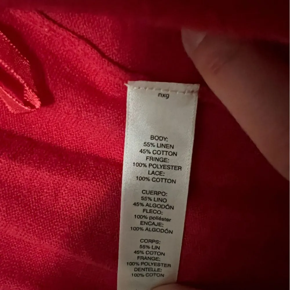 Chico’s Open-Front Tassel Cardigan -‎ Red Linen Blend - Size 0 (Small) - Image 4