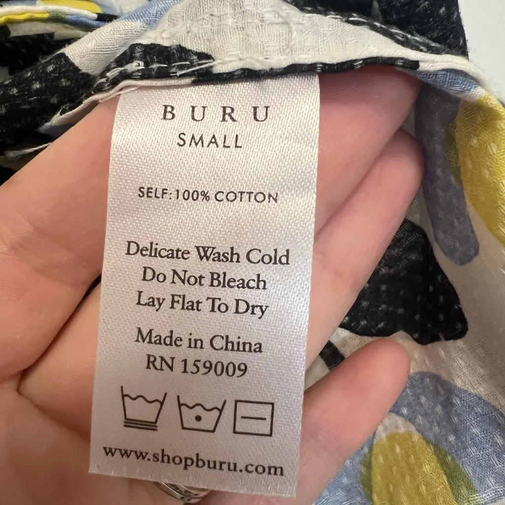 BURU Floral Cotton Blouse Black - Image 7