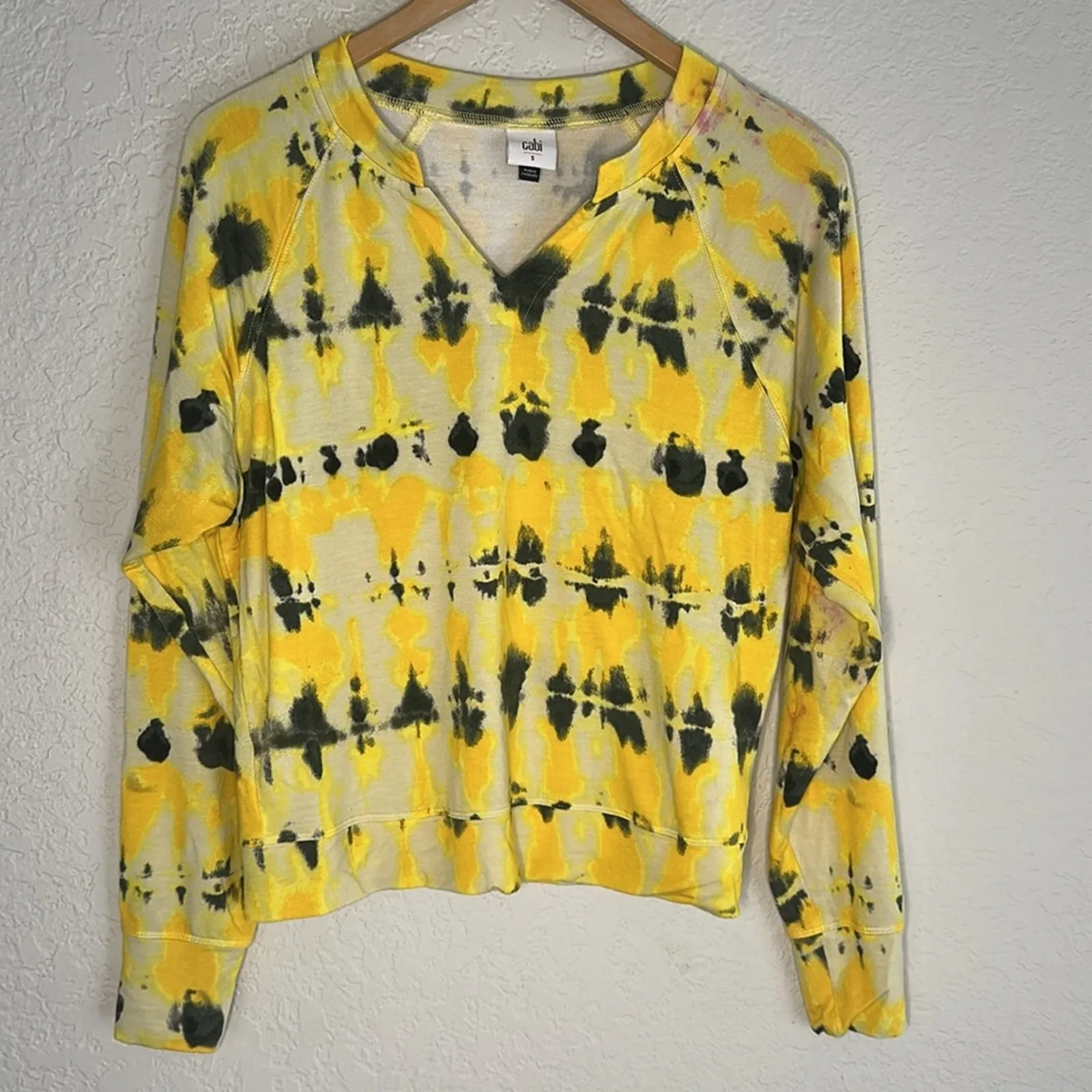 CAbi Yellow Black Tie Dye Atomic Lightweight Sweatshirt Bright Colorful Spring - Image 4