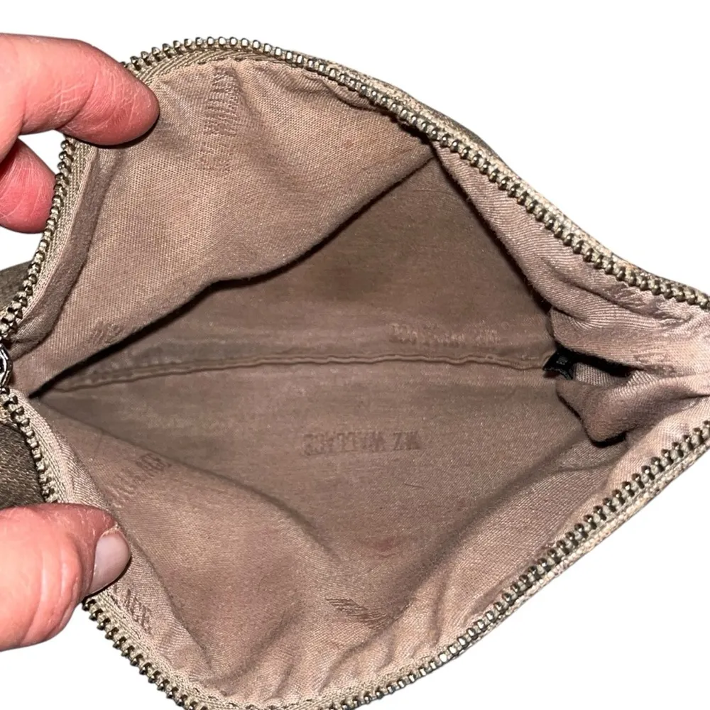 MZ Wallace Metallic Silver Coated Canvas Small Metro Pouch Wallet Clutch Bag - Image 6