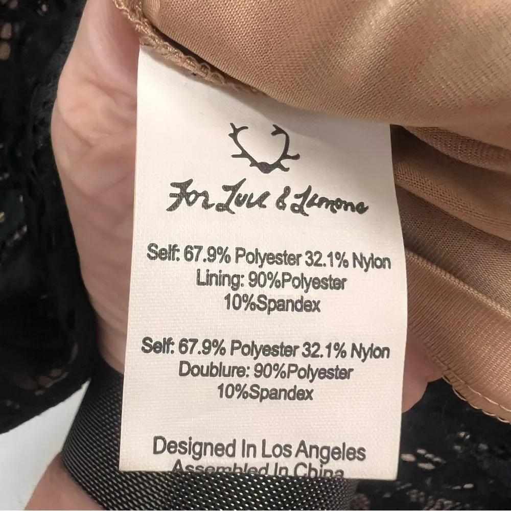 For Love And Lemons Vika Dress Black Lace Nude Illusion Mini Dress size US L - Image 12