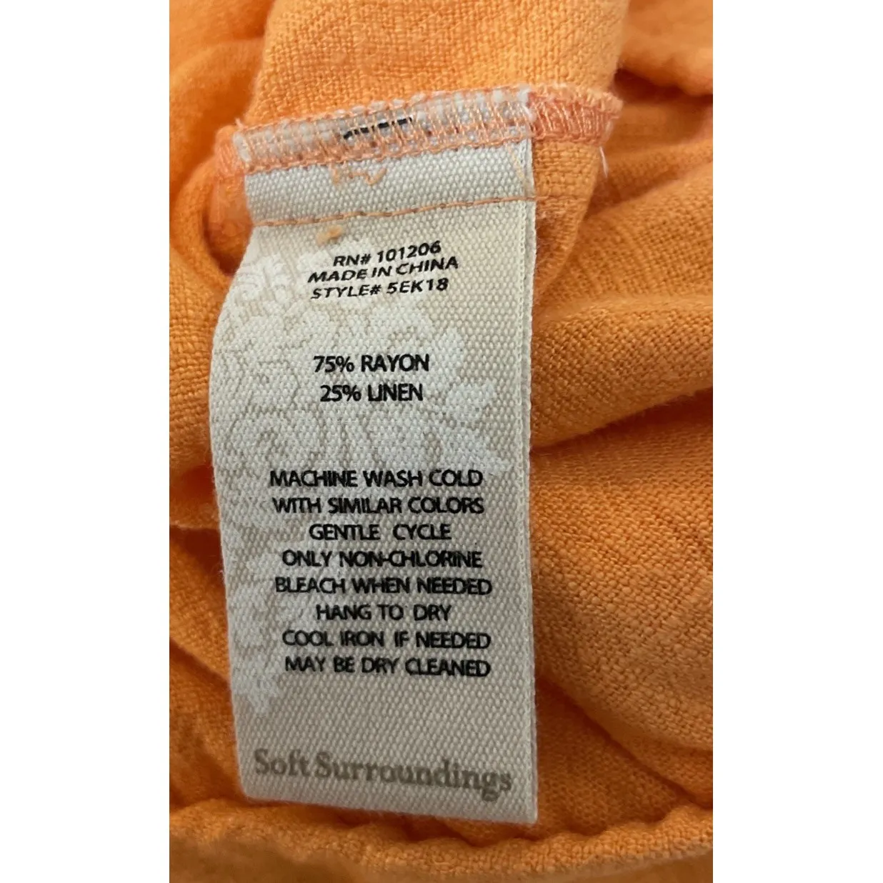 Soft Surroundings Womens‎ 1X 18W/20 Linen Blend Tie Belt Orange Shorts NEW Beach - Image 7