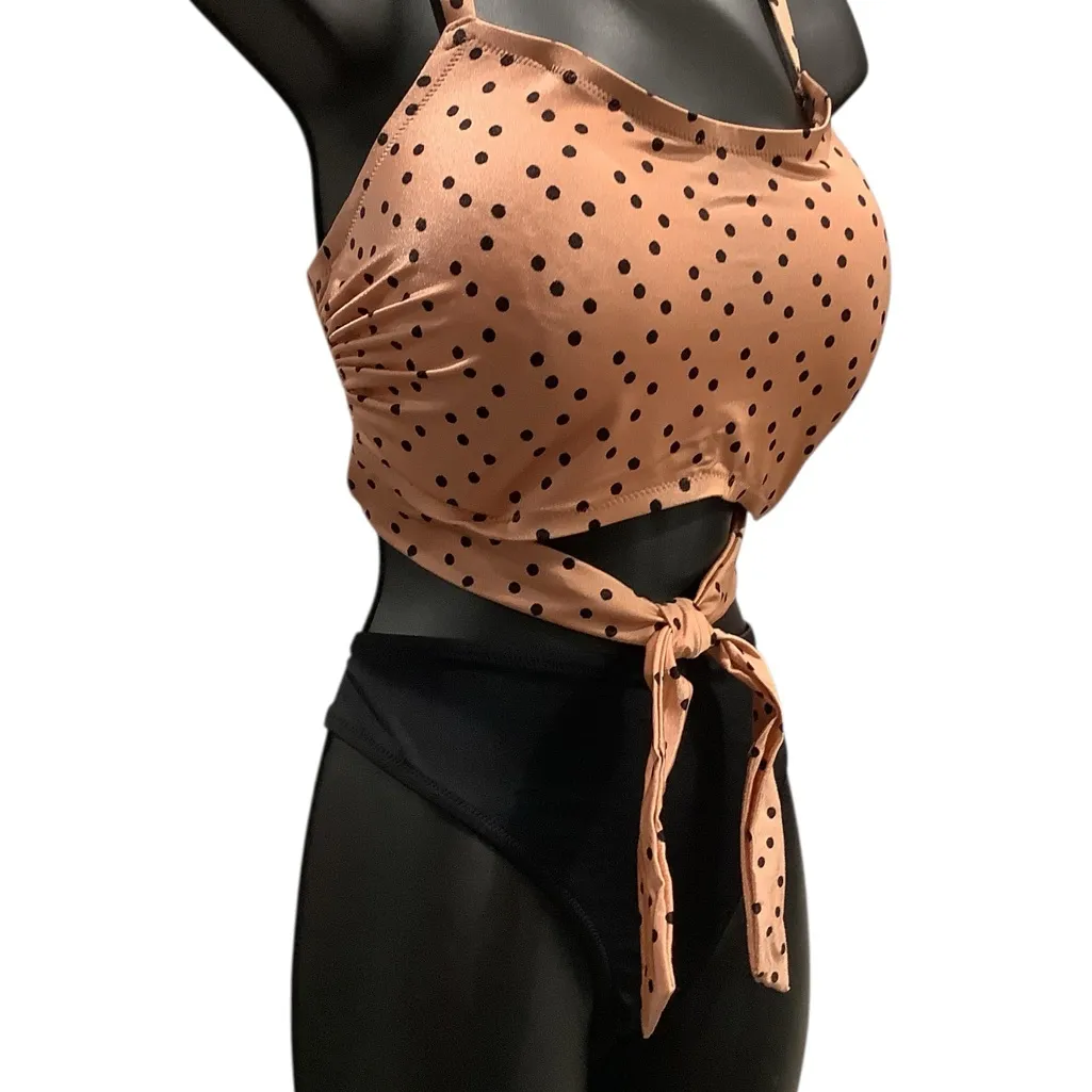 Shade & Shore Copper Polka Dot Top & Black Bottom Bikini BRAND NEW W/Tag - Image 2