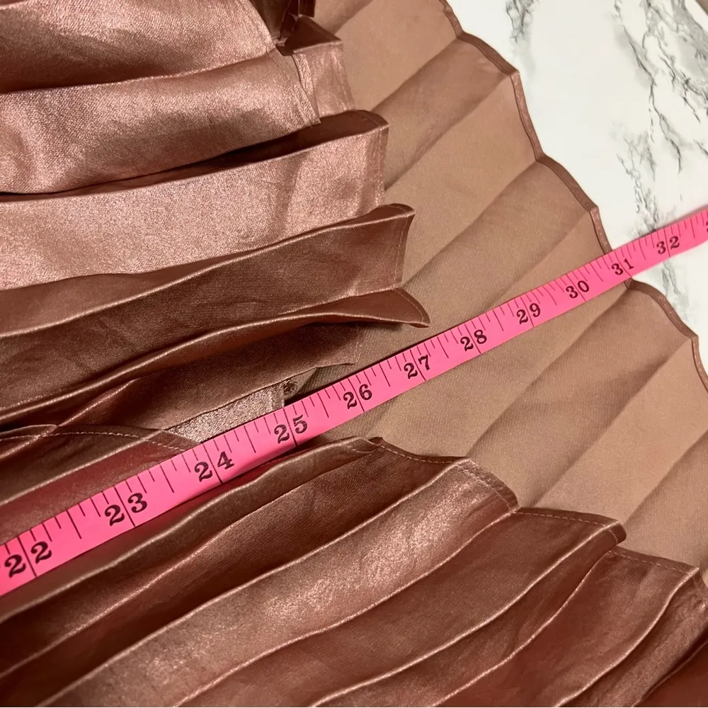 Anthropologie Maeve Paulina Pleated Midi Skirt shimmer pink Sz 6 blush - Image 6