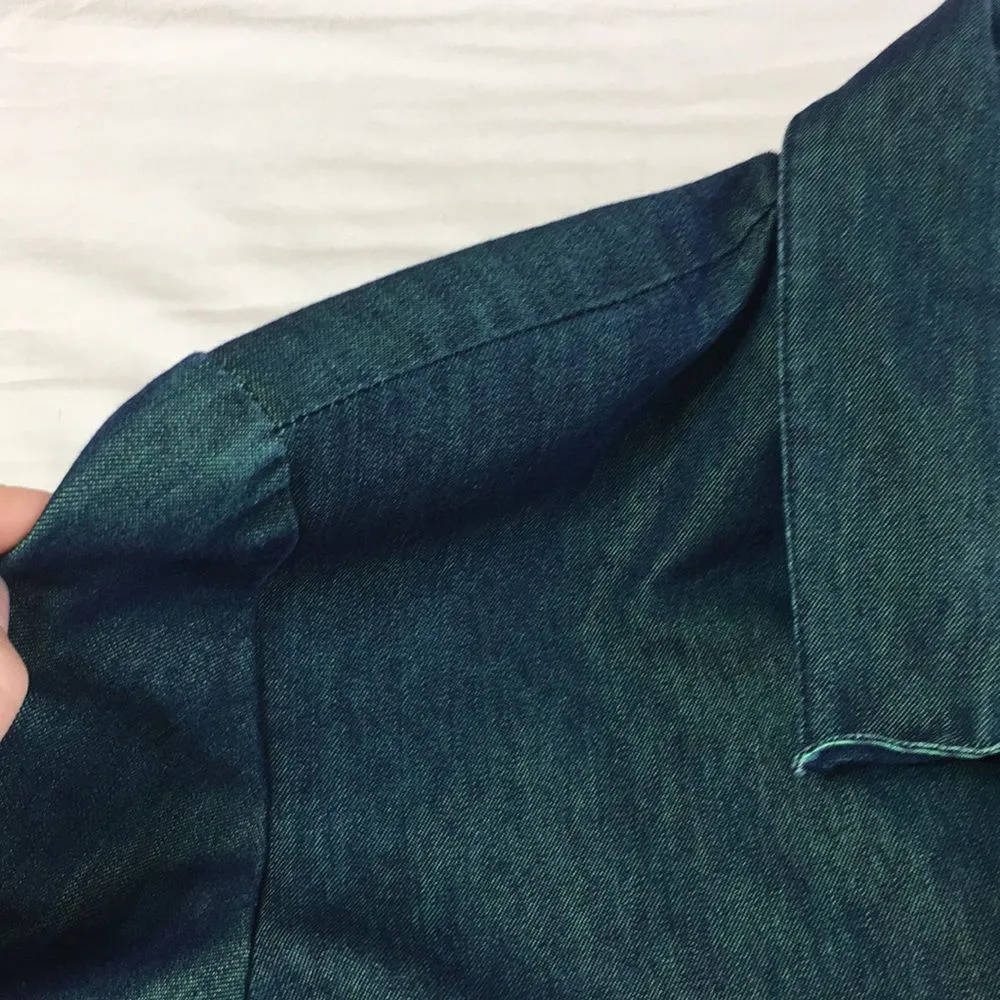 Riverchase • Blue Green Metallic Iridescent Button Down Size 14 - Image 10