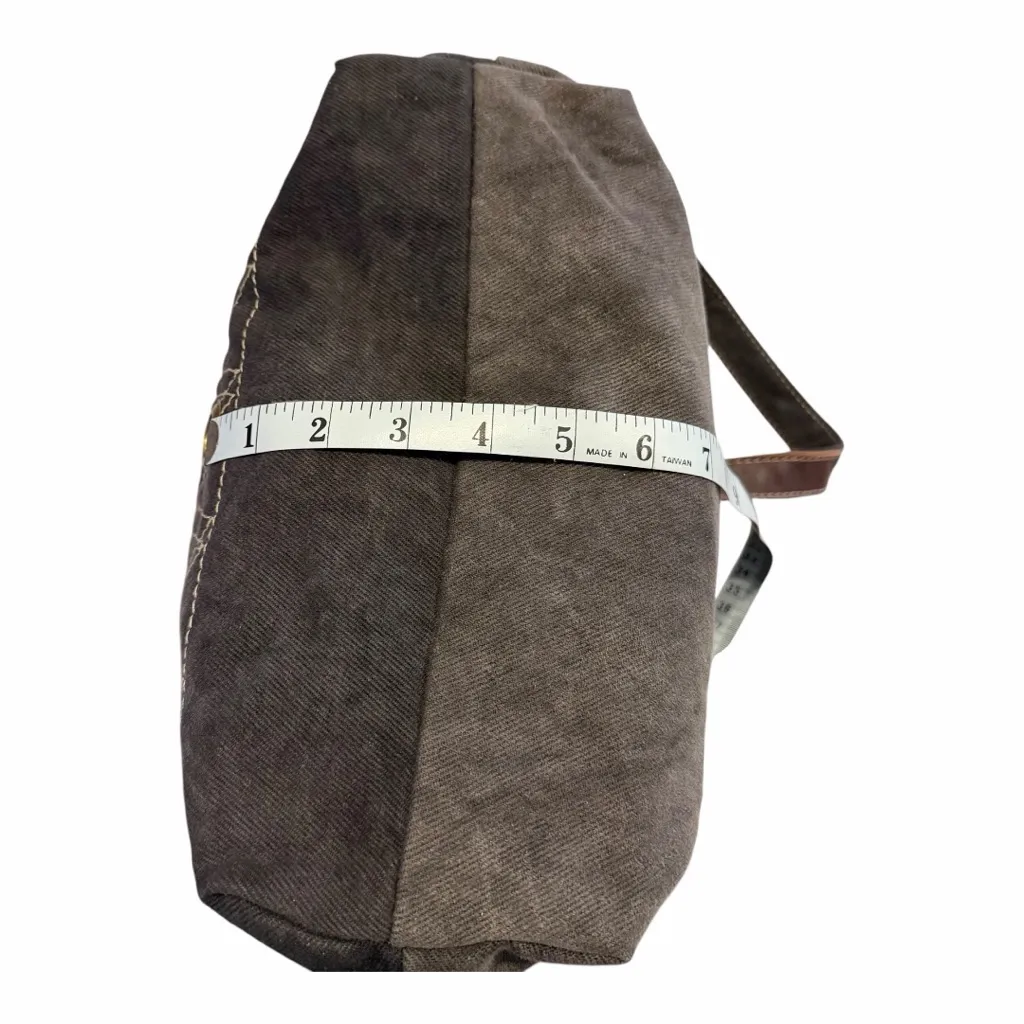 Myra Bag Boho Canvas Leather Backpack Convertible Crossbody Bag Brown - Image 5