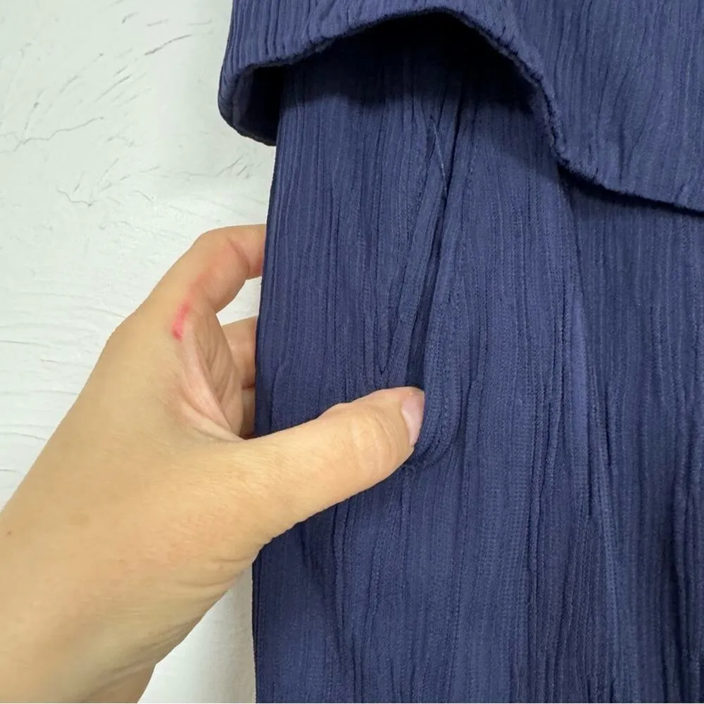 MM Lafleur Navy Blue Montgomery Pleated Skirt Womens 8 Lagenlook Designer Artsy - Image 2