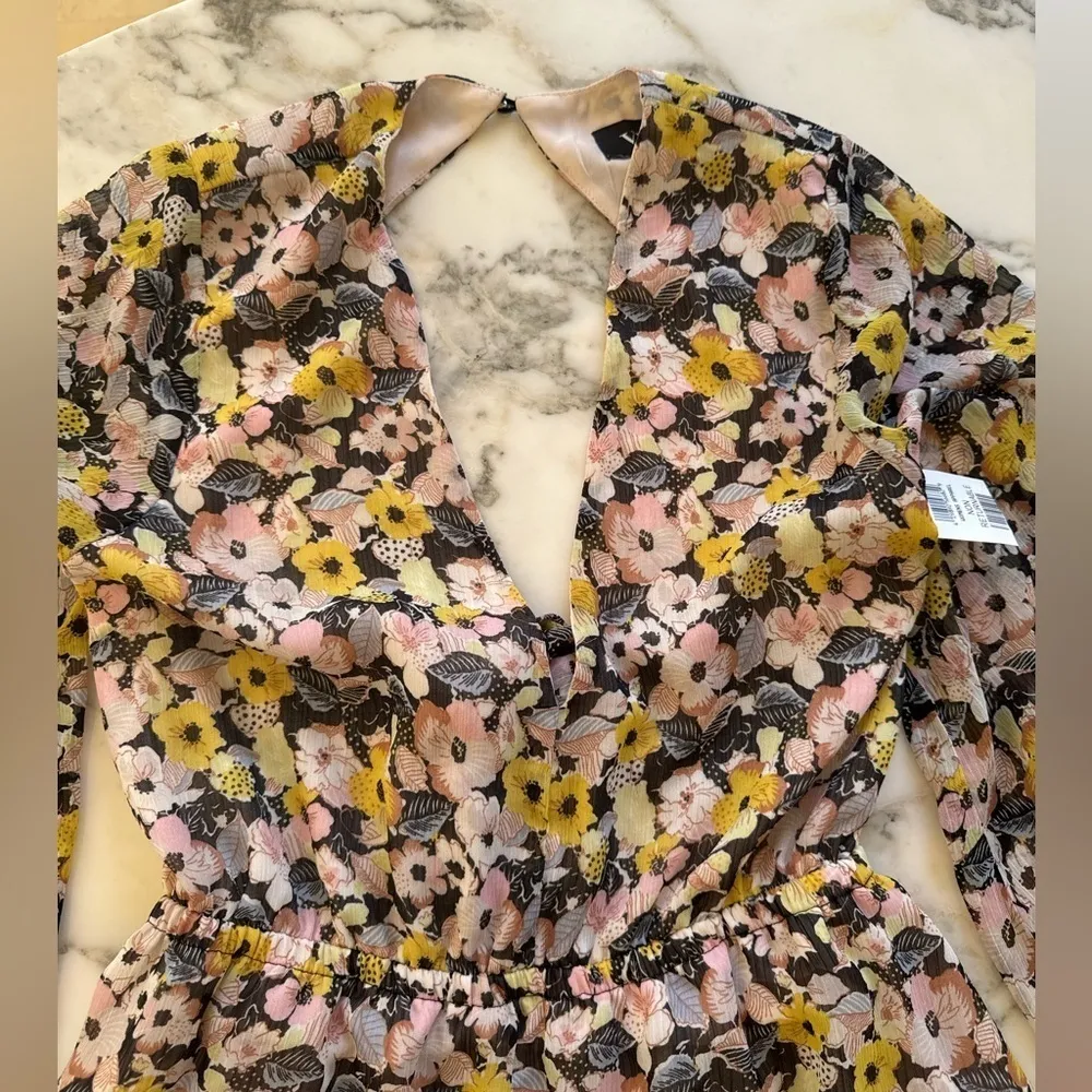 NWT Vici Floral Tiered Ruffle Mini Dress M –Nordstrom Sold Out Black Pink Yellow - Image 4