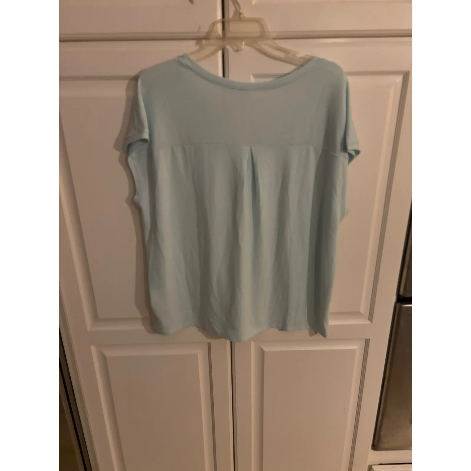 GAP Women's Light Blue Crew Neck Short Sleeve Top XL Made in Vietnam - Image 5