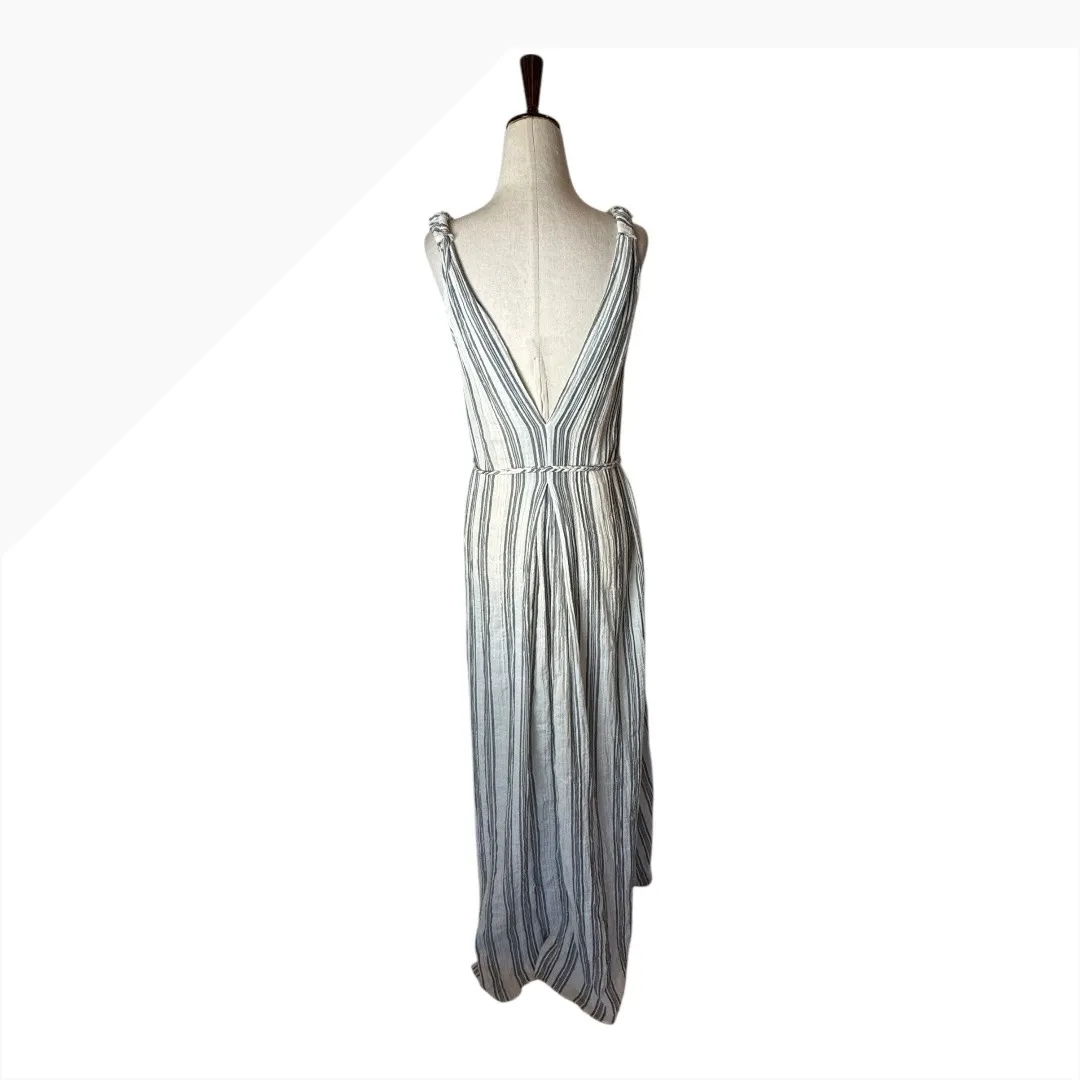 LoveShackFancy‎ Dress Women XS Ivory Gray Striped Georgica Maxi Luxury Boho - Image 4