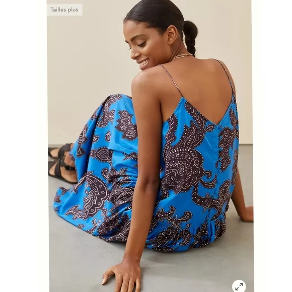 Anthropologie Flounced Paisley Midi Dress Size M - Image 2