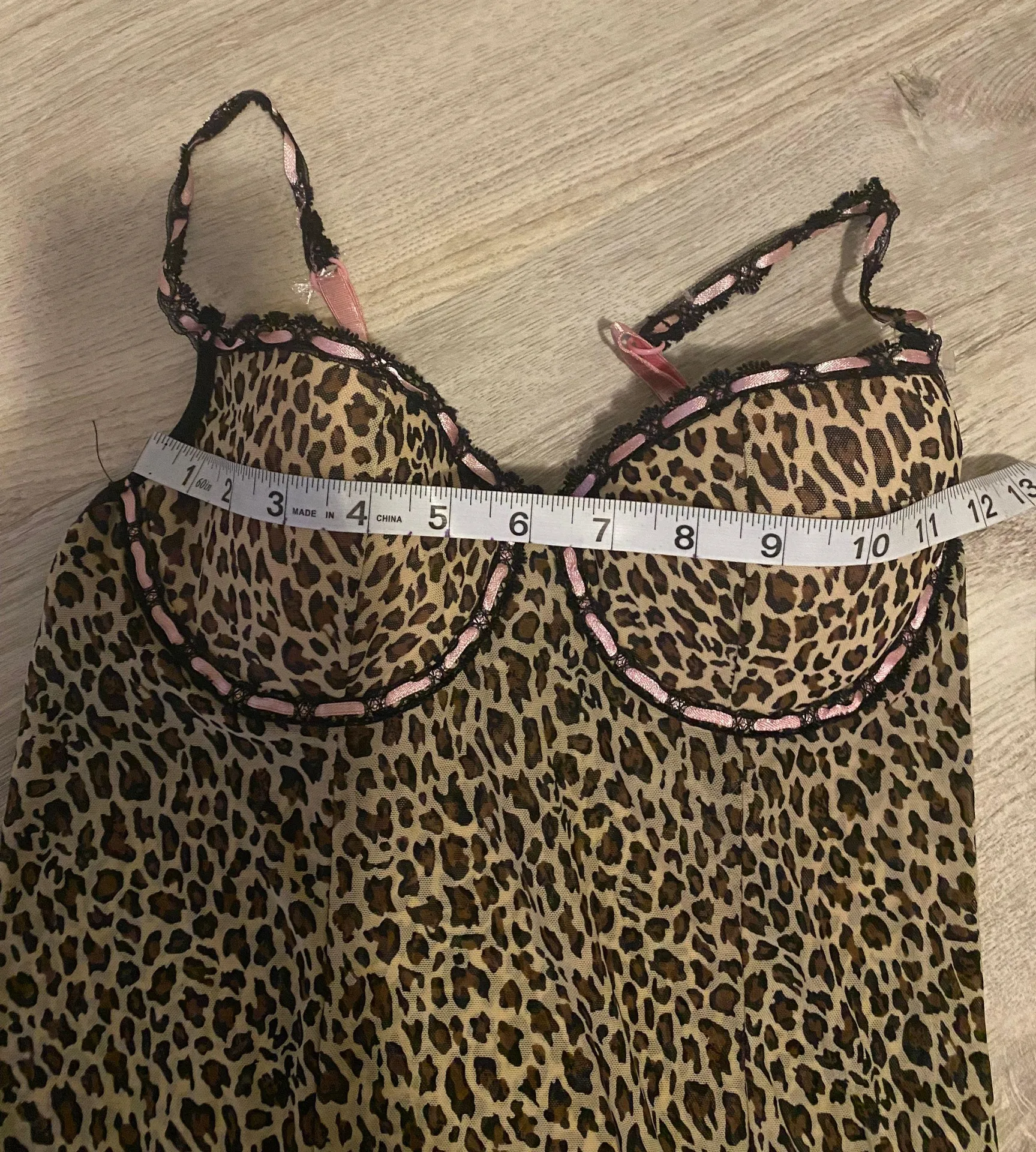 Rampage pink and leopard print bustier babydoll mesh slip - Image 5