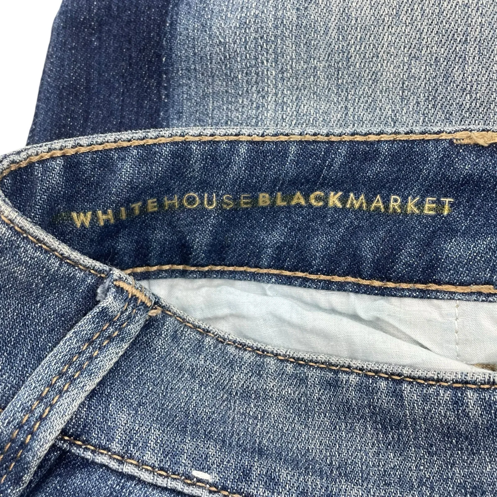 WHBM Tuxedo Mid Rise Straight Leg Crop Jeans Step Hem Med Wash Size 4 - Image 13