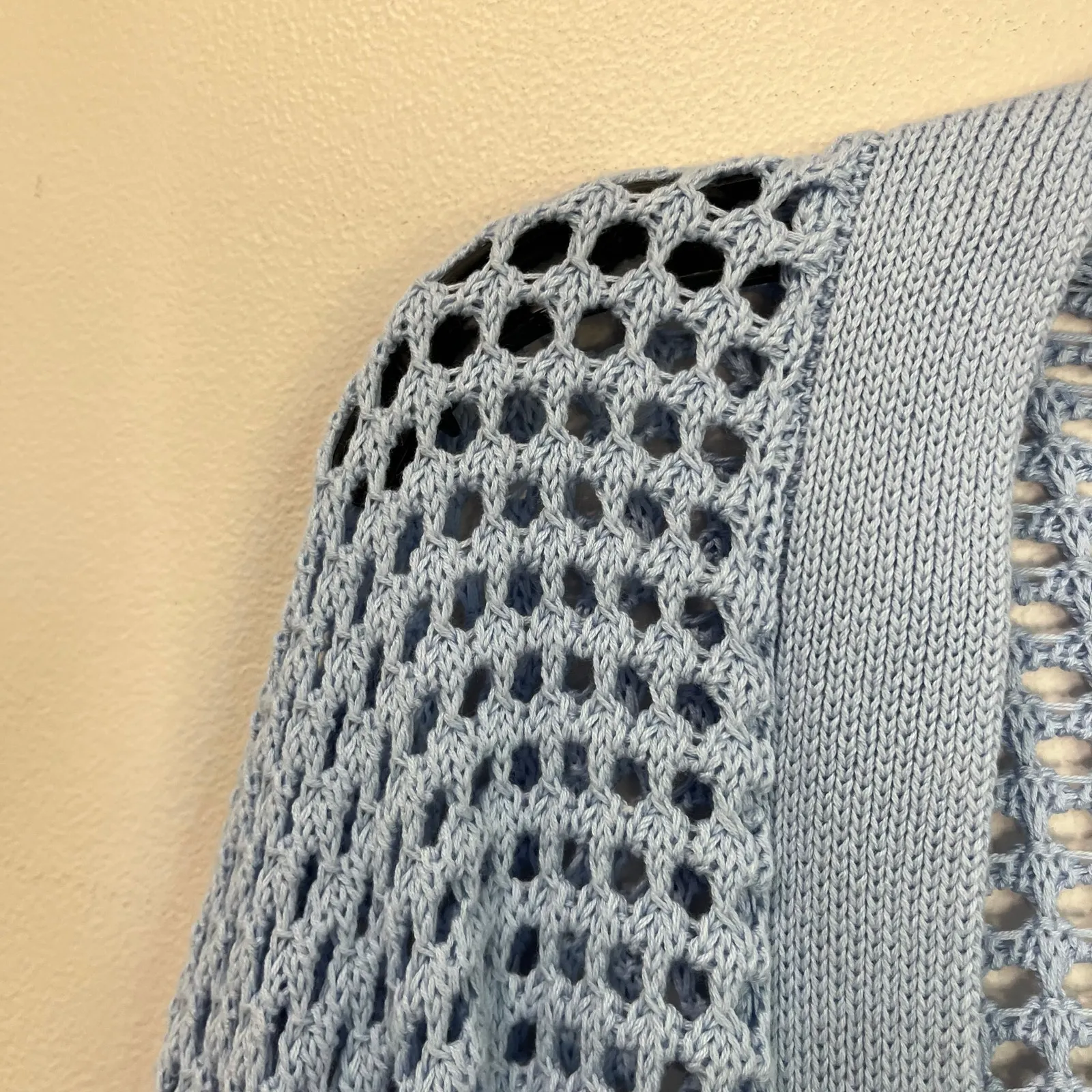 Pink Republic Blue Open Knit Cardigan Lightweight Layering Sweater Size S - Image 8