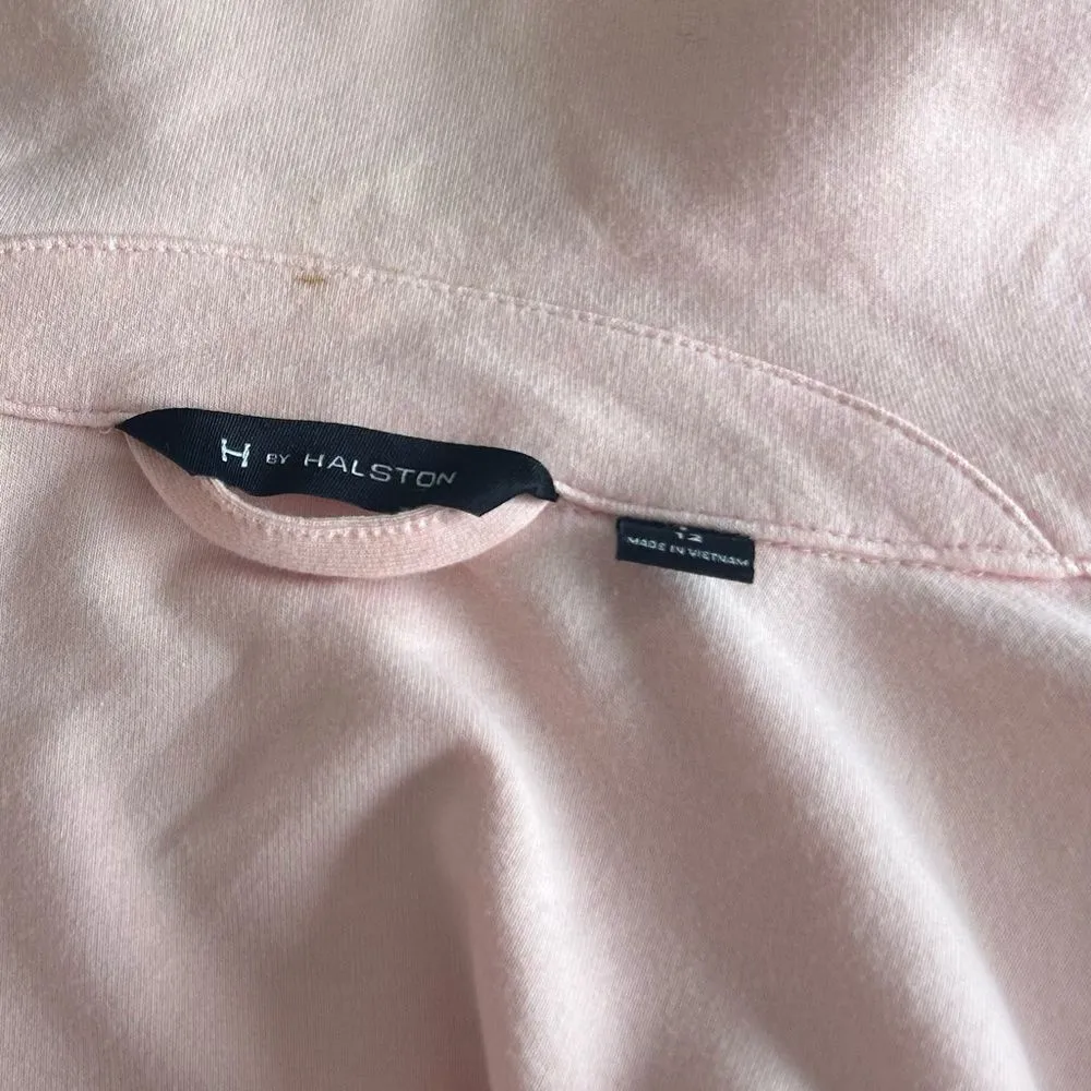 H by Halston Pink Knit Asymmetrical Blazer Zipper Pockets Stretch Size 12 - Image 6