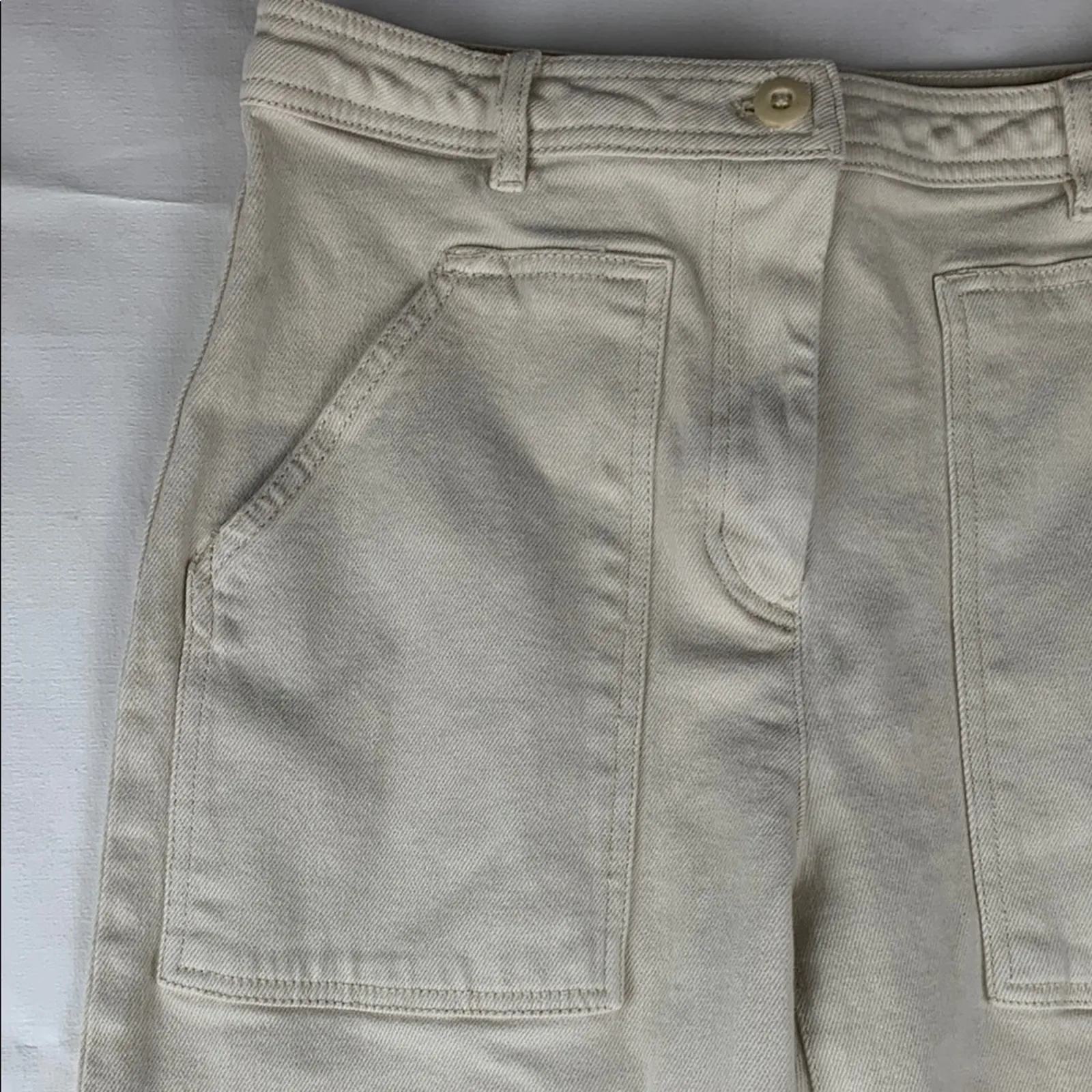 Wilfred Free size 2 xs cream modern utility high rise straight leg jeans denim a - Image 3