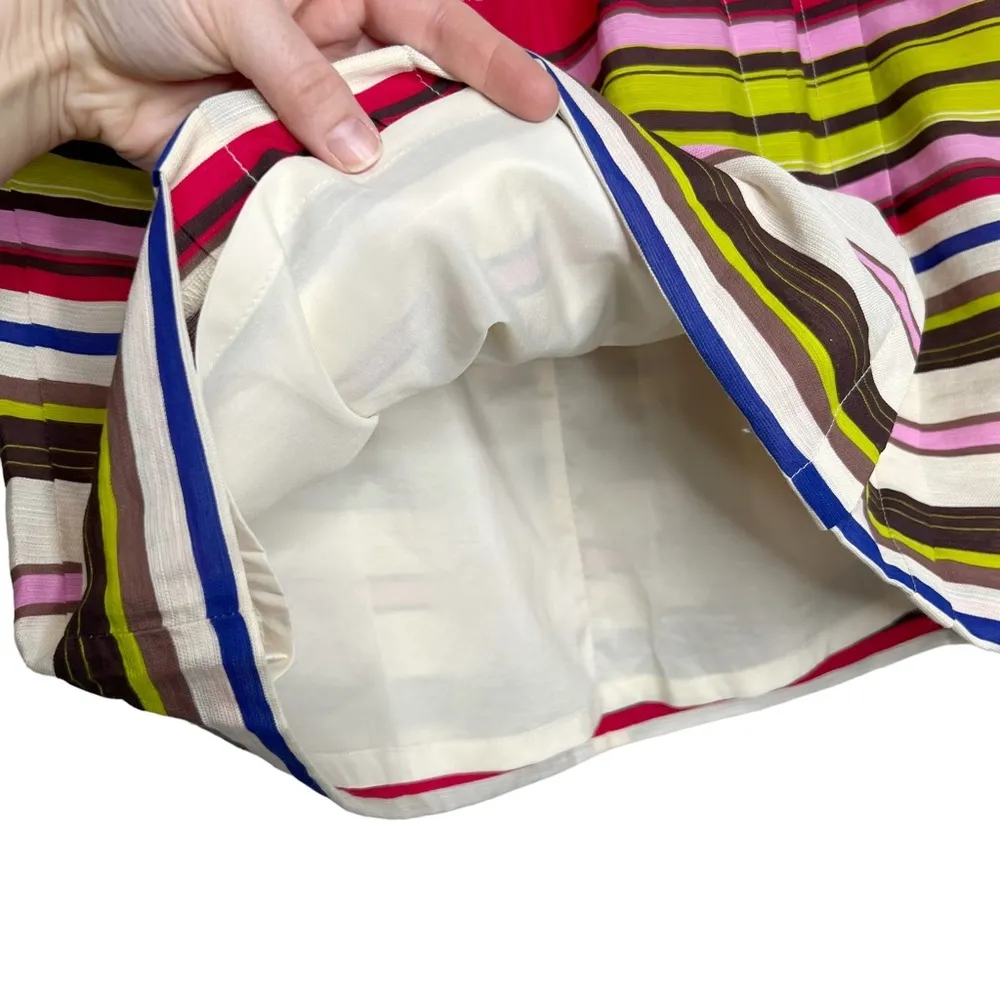 LOFT Multicolored Striped Pleated Rayon Blend A Line Skirt - Image 14