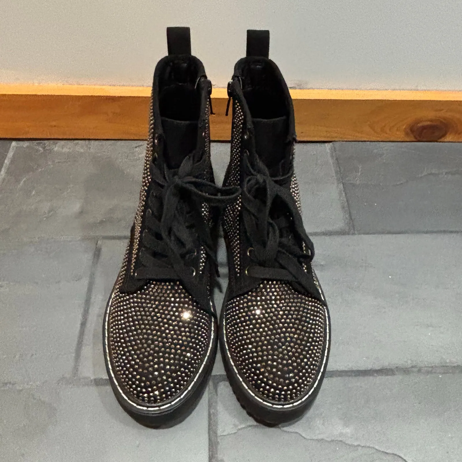 Madden Girl  Rhinestone Studded Kurrt Combat Boots - size 7M - Image 7