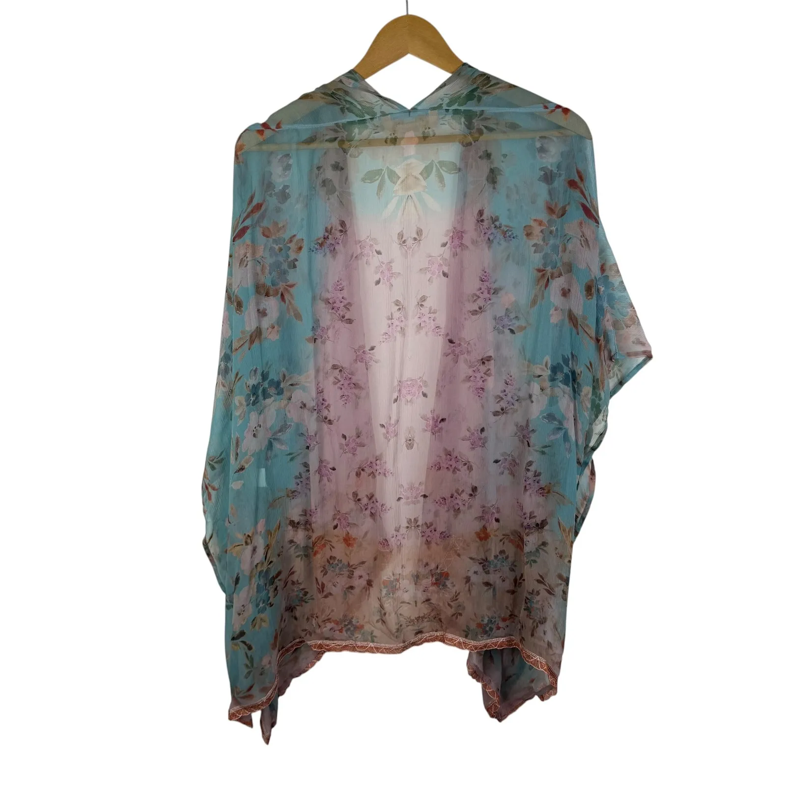Soft Surroundings Sheer Floral Kimono Cardigan Size S/M Lightweight Fairy Artsy‎ - Image 6