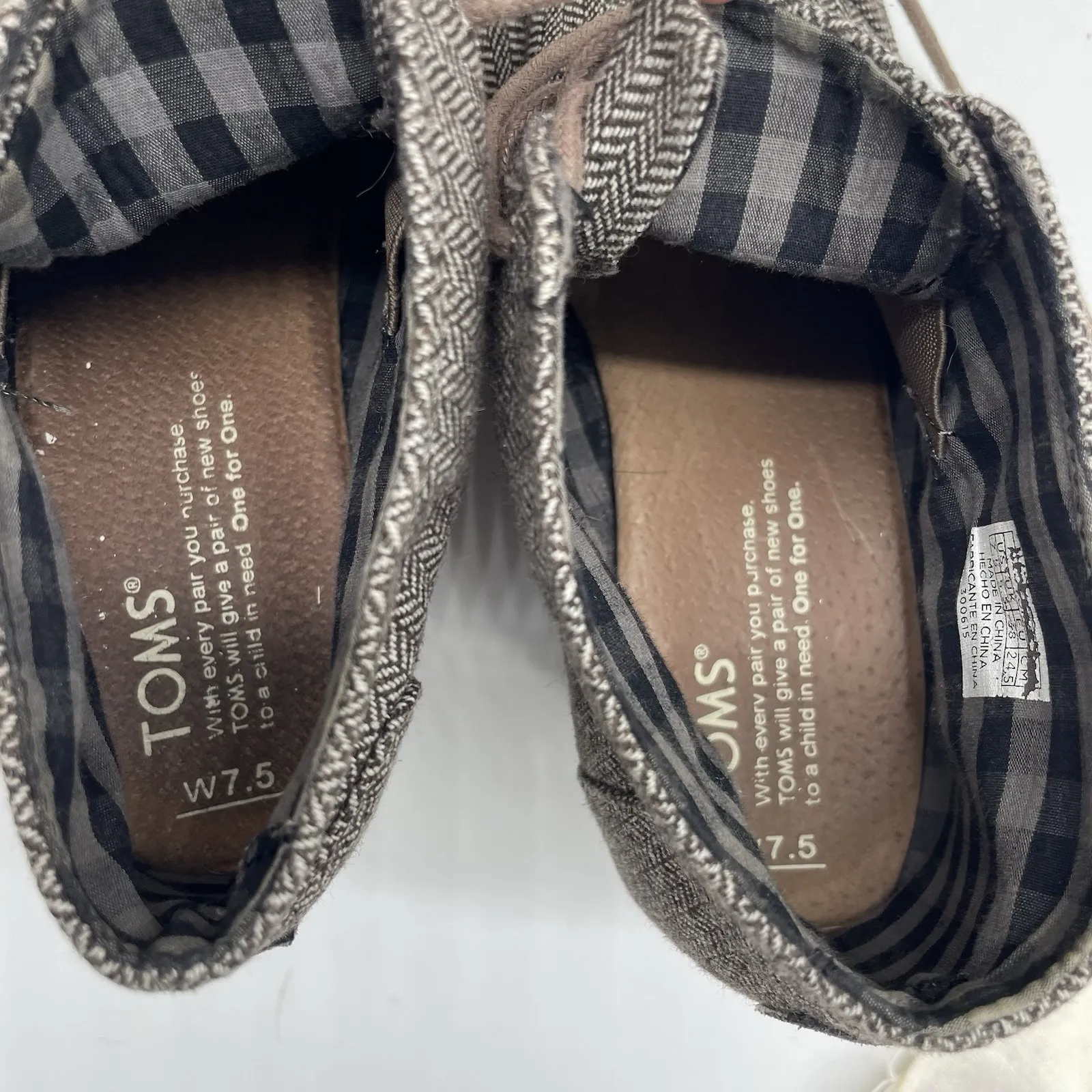Toms Womens 7.5 Shoes Herringbone Print Desert Ankle Bootie Brown Fabric Wedge‎ - Image 6