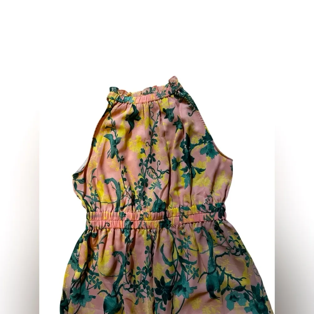 ASOS DESIGN Maternity Chiffon Gathered Waist Halter Jumpsuit In Floral Print 12 Orange Size undefined - Image 6