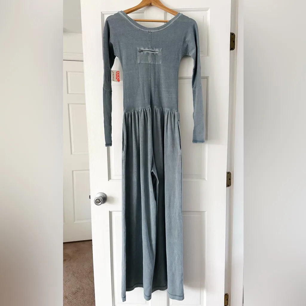 NEW! Free People FP Movement Hot Shot Wide Leg Onesie Summer Storm Gray Size XS - Image 8