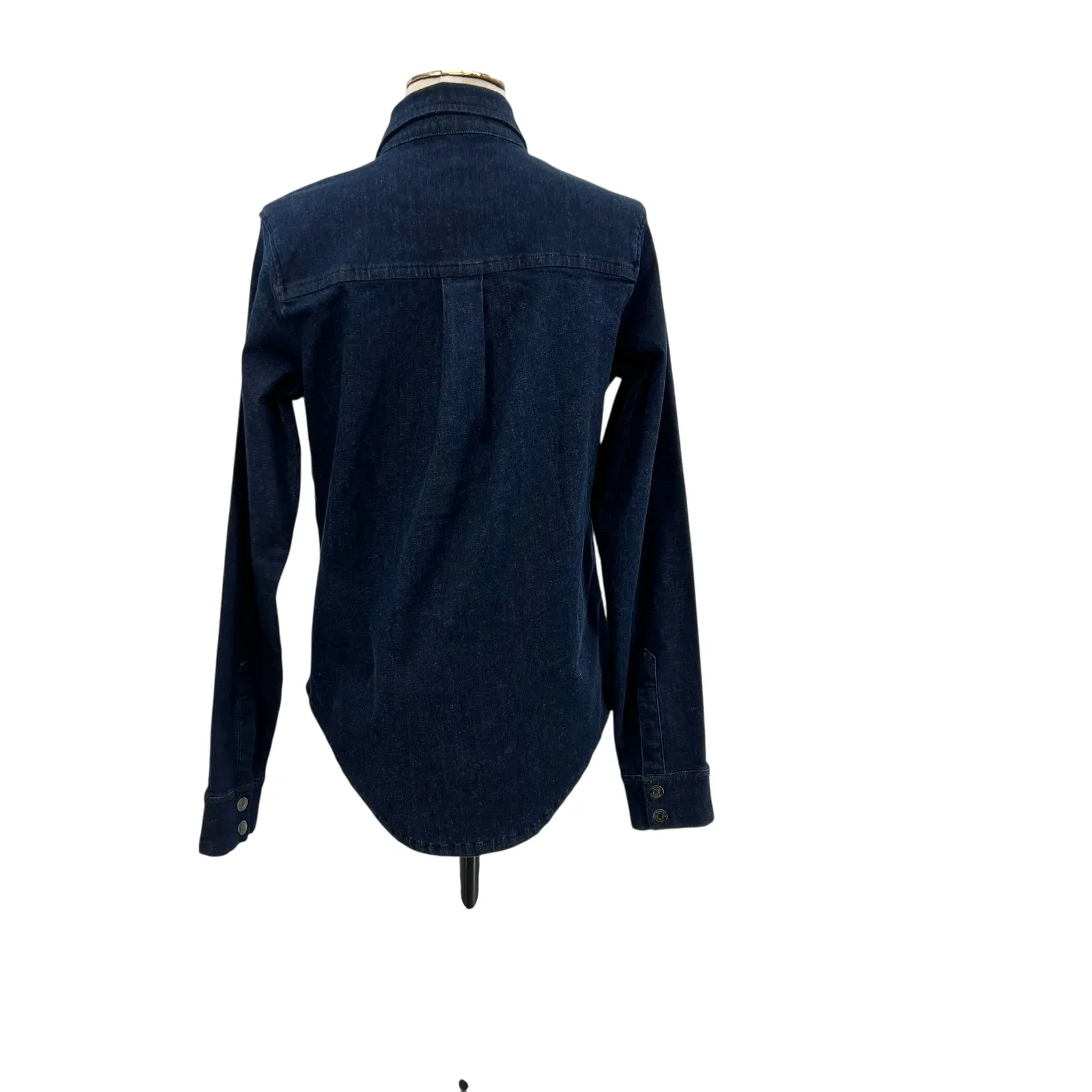 Anatomie Larissa Denim Shirt Long Sleeve Button Down Indigo Dark Blue Small Blue - Image 10