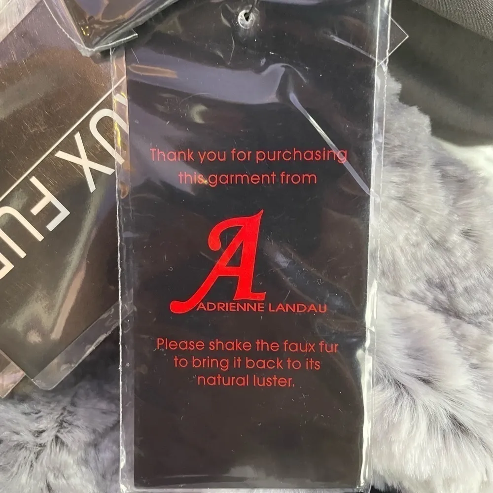 NWT A by Adrienne Landau Faux Fur‎ Reversible Bomber Jacket in Grey Size XS - Image 9