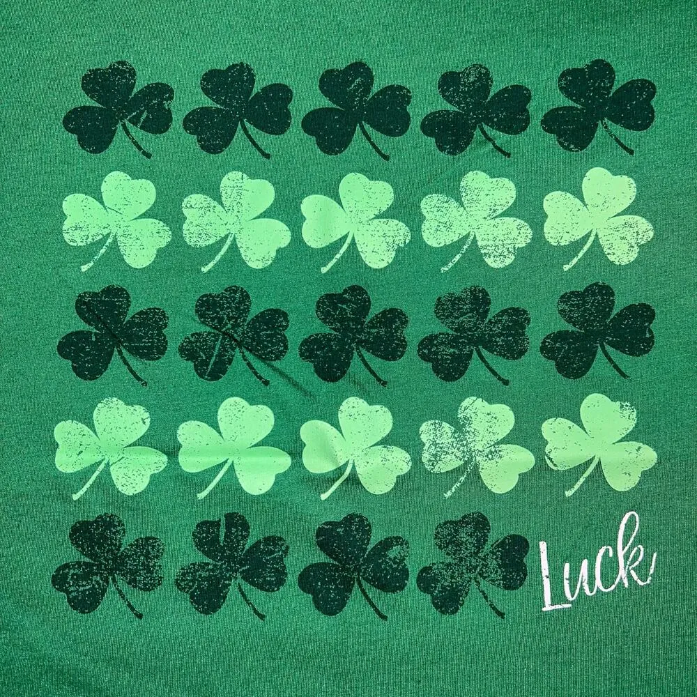 Celebrate St Patricks Day Womens T Shirt Top Long Sleeve Four Leaf Clover Luck Green Size undefined - Image 3