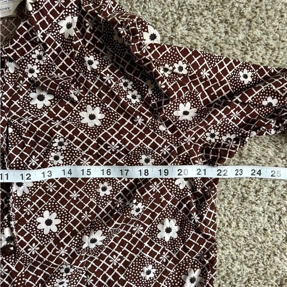 🦋 Vintage JCPenney Brown Floral 70s Print Long Sleeve Button Down XL - Image 7
