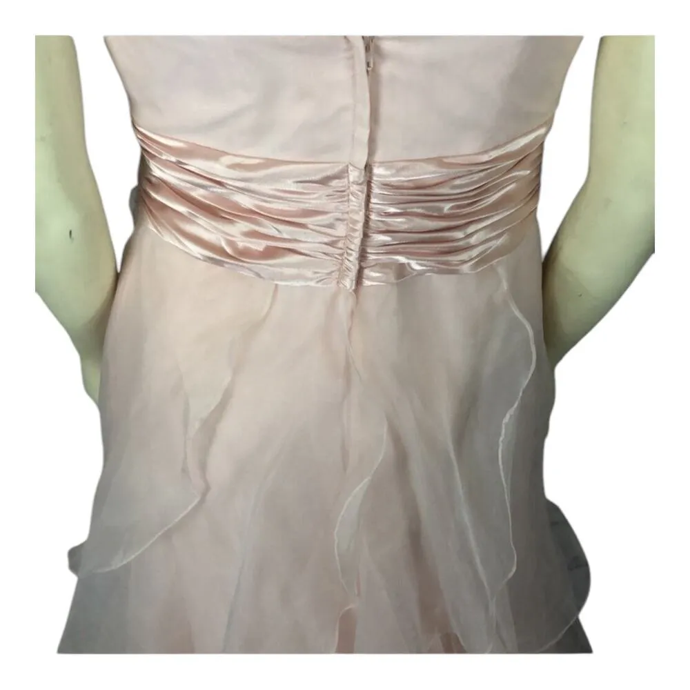 DAVID'S BRIDAL strapless tiered sheer organza ball gown in PINK F14196 size 4 - Image 10