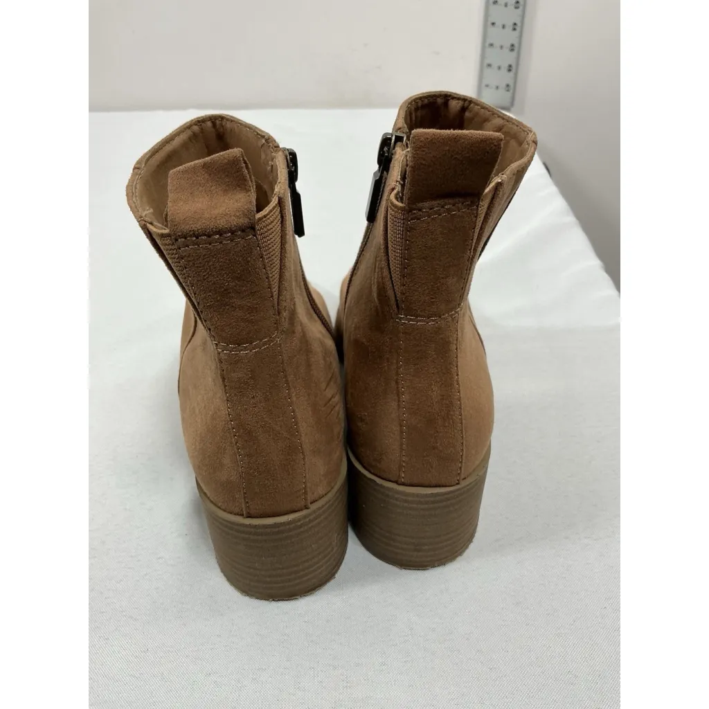 Womans Target Ankle Boots 7 Camel Side Zip Block Heel Pointed Toe - Image 5