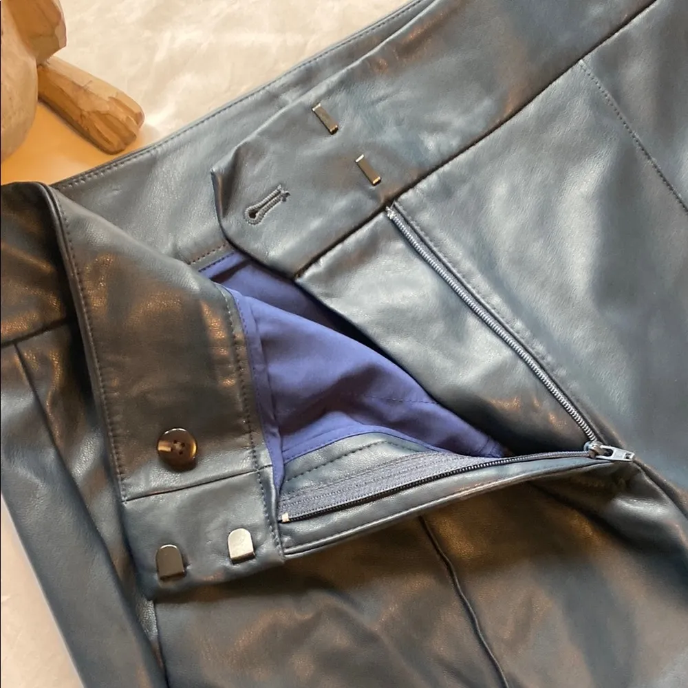 NWT Ann Taylor faux leather blue Pants - Image 6