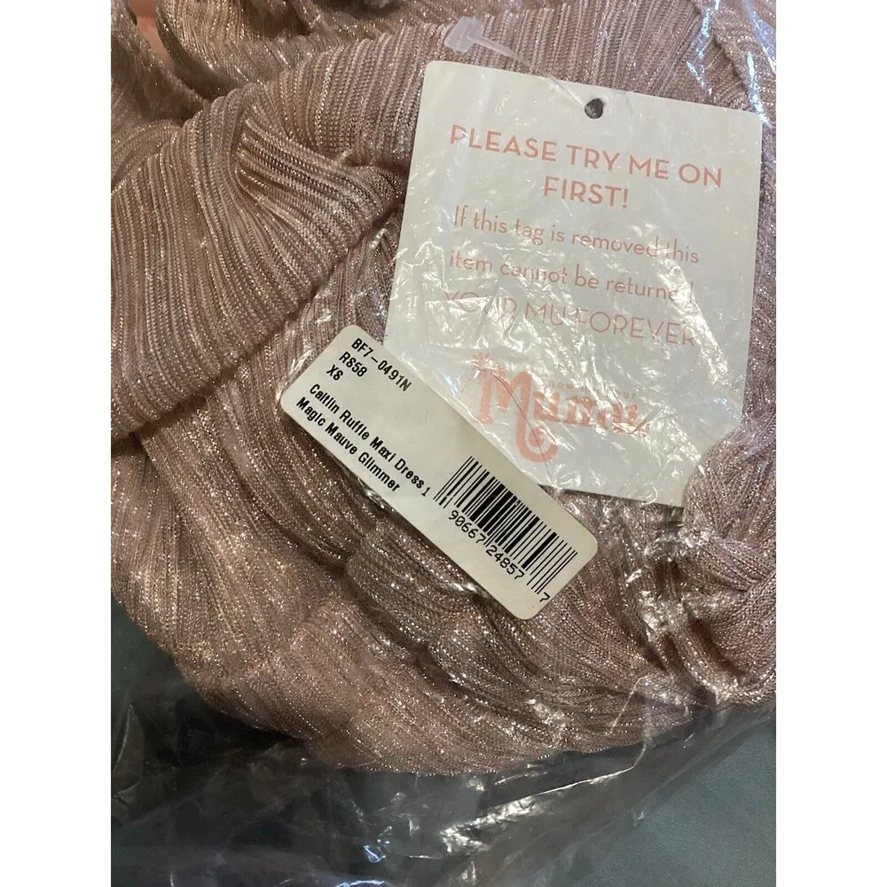 Show Me Your Mumu Caitlin Ruffle Maxi Dress Magic Mauve Pink XS Sleeveless - Image 7