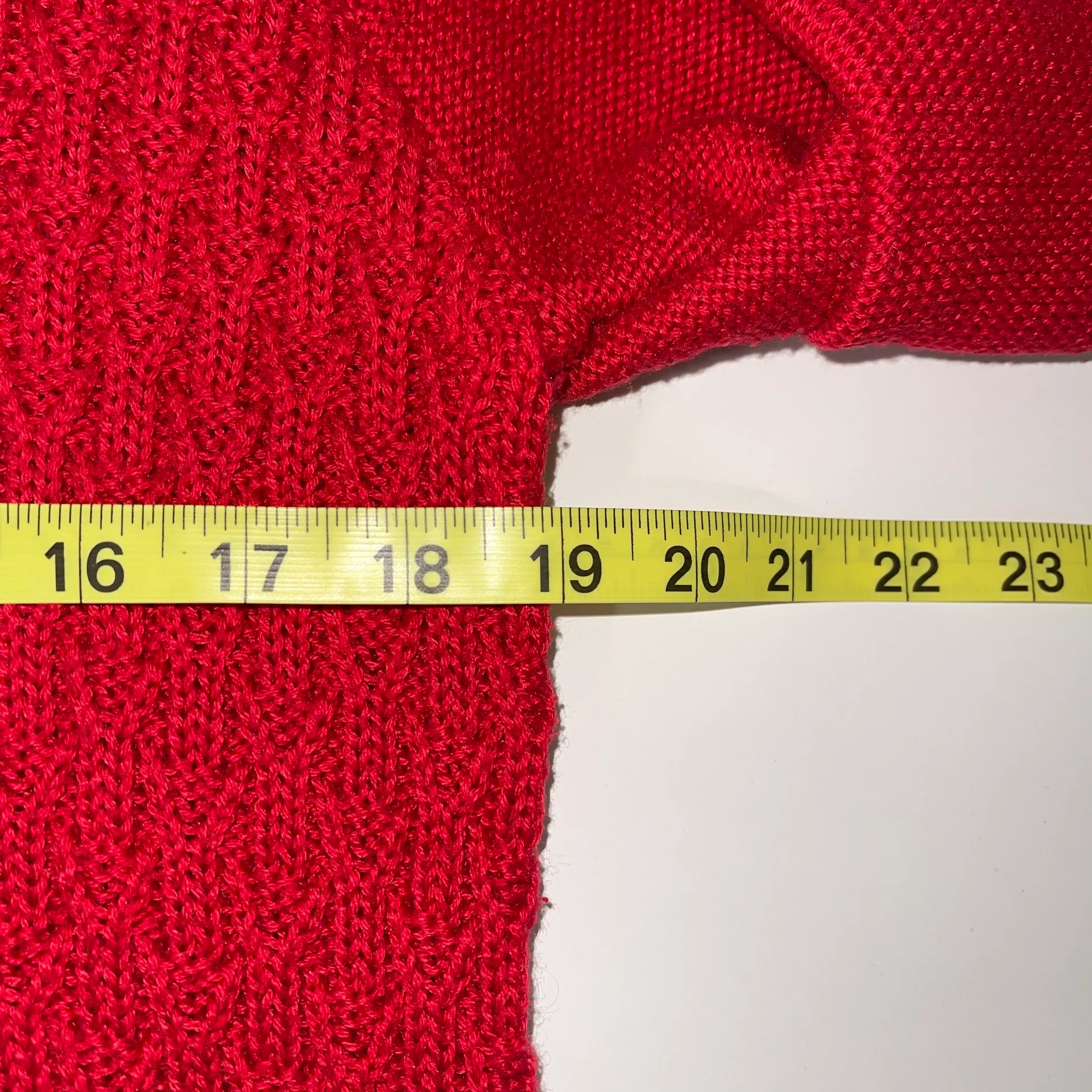 Red Cable Knit Cotton Crew Sweater - Image 9