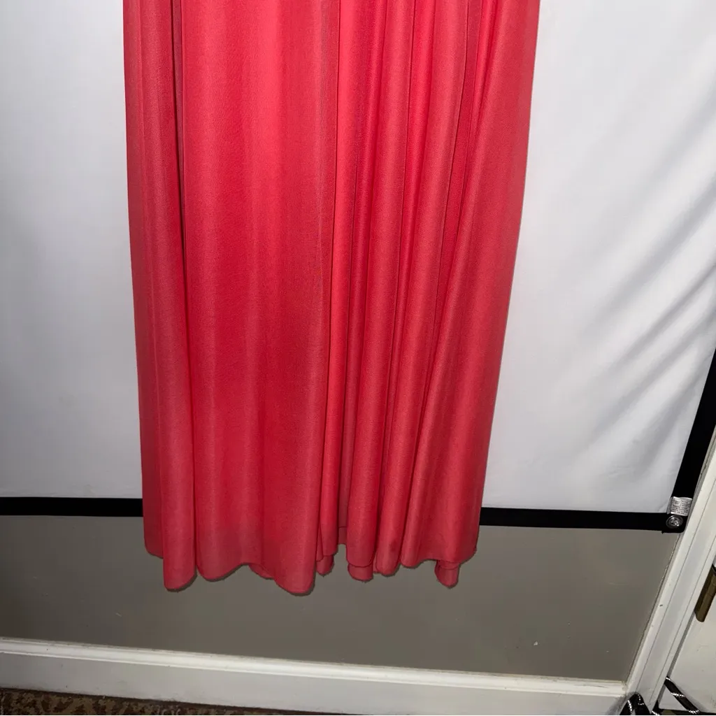 Beaded Rhinestone‎ Strapless Coral Evening Gown Floor Length Formal Dress - Image 10