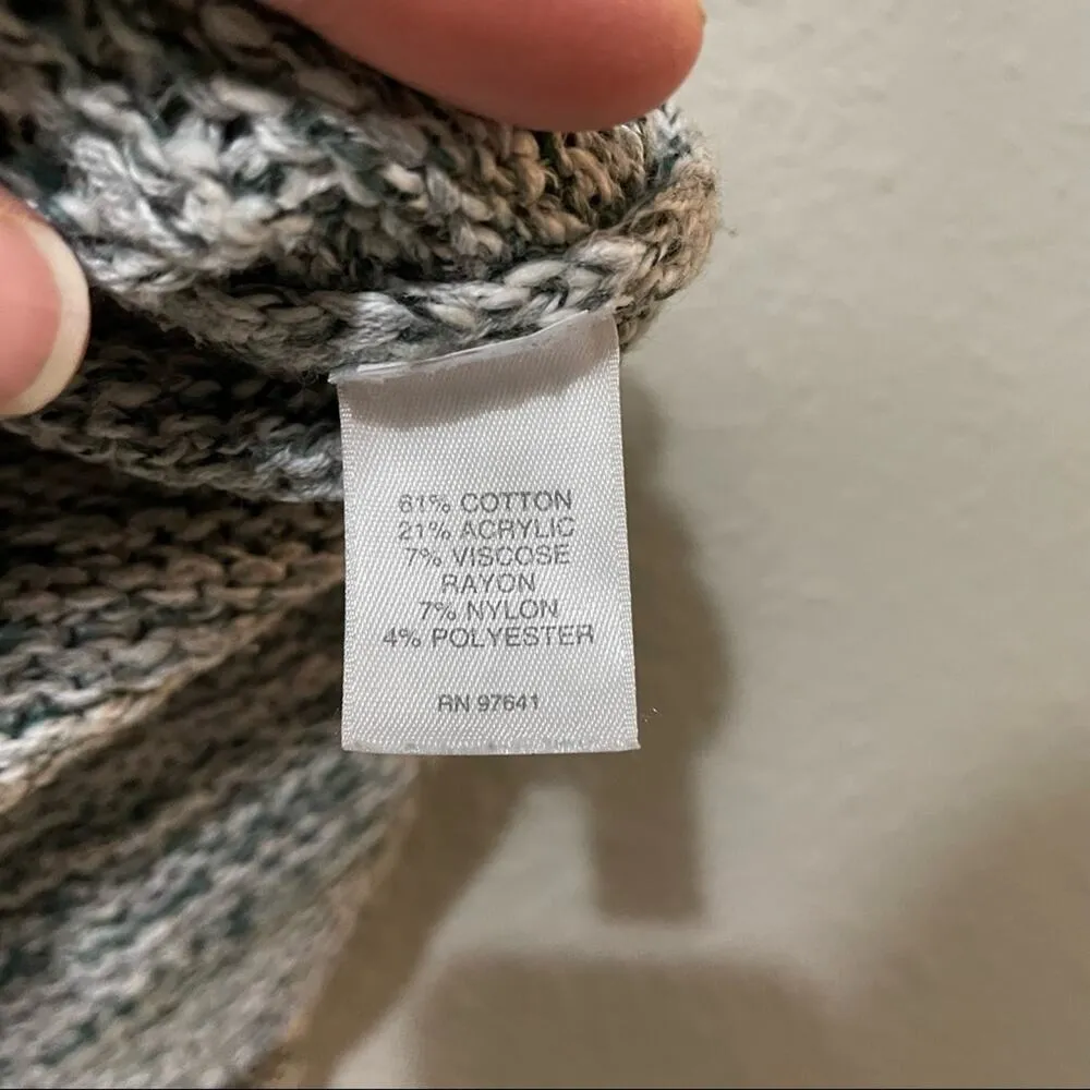 Pure Jill J Jill Green Chunky Knit Crew Neck Tunic Sweater Womens M Marled Size M - Image 7