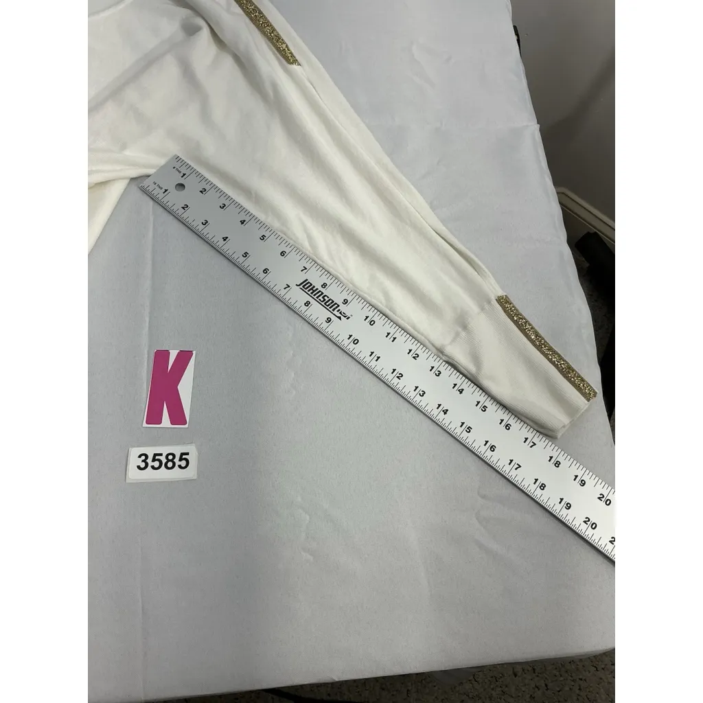 Thalia Sodi Womans Large White Sparkle Accent Long Peep Sleeve Pullover Sweater - Image 8