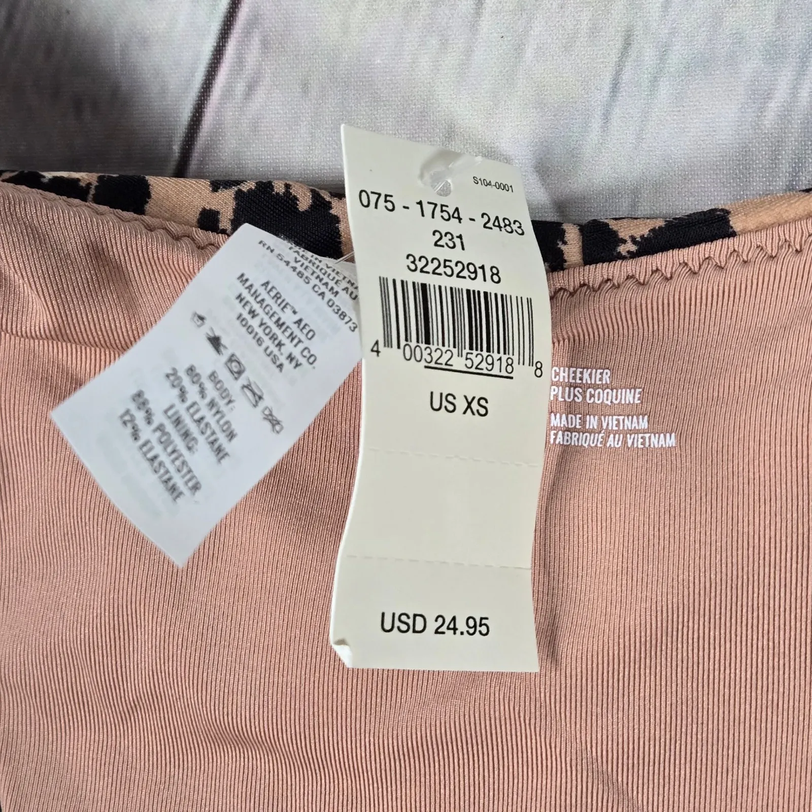 Aerie Cheekier Bikini Bottoms Leopard Print Tan Black XS High Cut Swimwear - Image 5