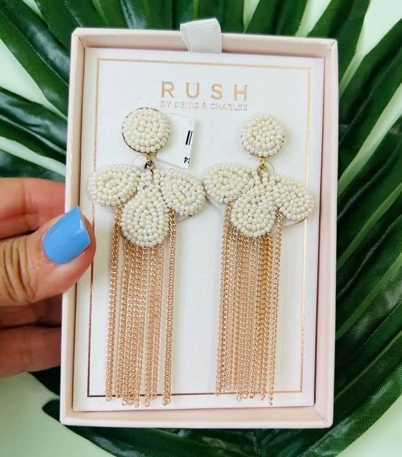 Rush Faux Pearl Cluster Drop Earrings NWT - Image 13