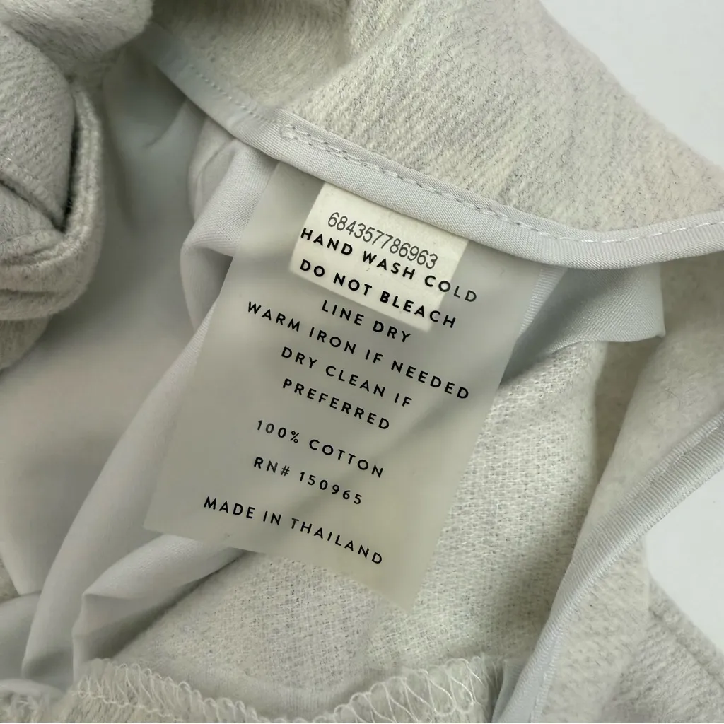 AYR High Rise Tie Front Tapered Ankle Crop Pants Cotton Light Heather Grey - Image 10