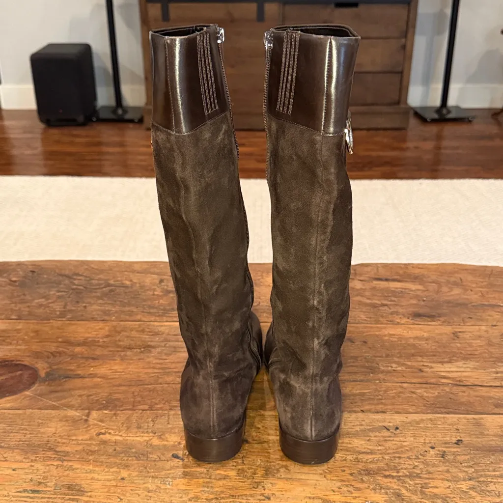 Ann Taylor Brown Leather & Suede Riding Boots Size 7 - Image 4