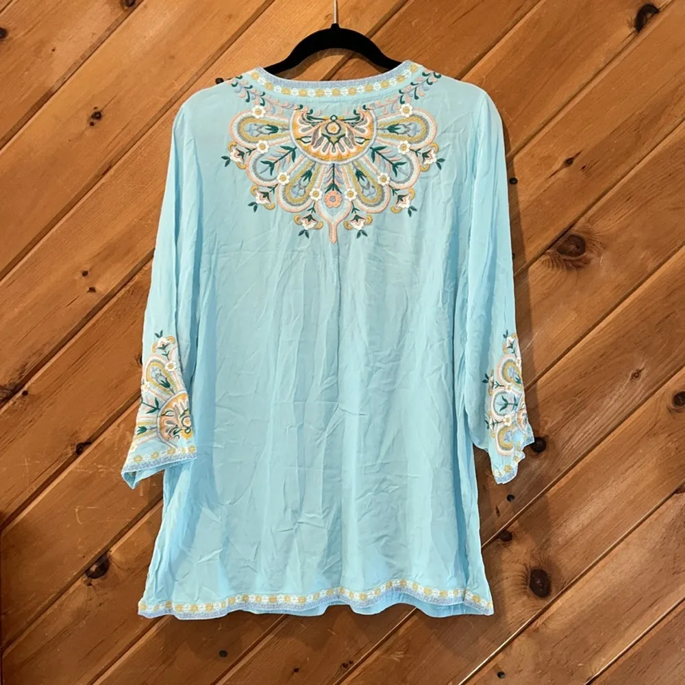 Soft surroundings River island turquoise embroidered tunic - Image 7