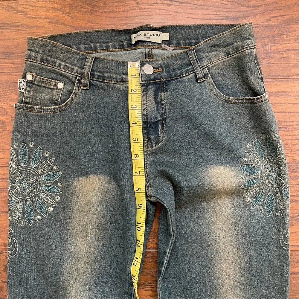 vintage hippie chic embroidered jeans, size 6 - Image 10