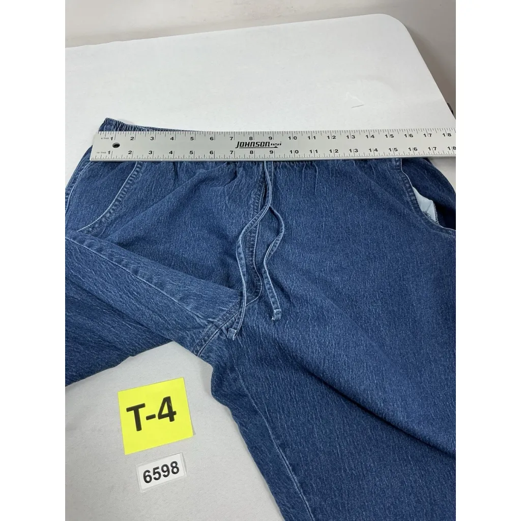 Womans Hastings & Smith Pull On Capri Blue Jeans Large Elastic Waist Excellent - Image 5