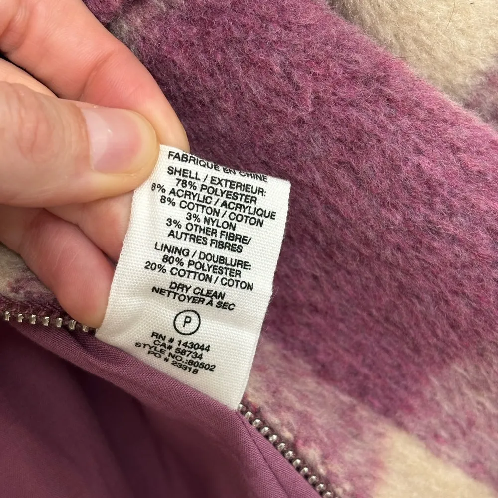 Avec Les Filles Felted Plaid Zip Up Shacket in Lilac and White - Size S - Image 6