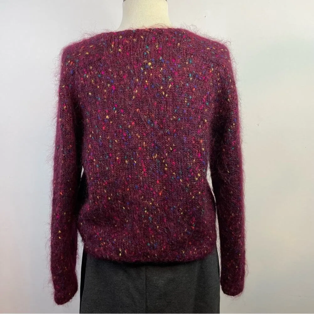 Vintage 90s Cape Isle Knitters Fuzzy Mohair Confetti Cardigan Sweater slouchy S - Image 7