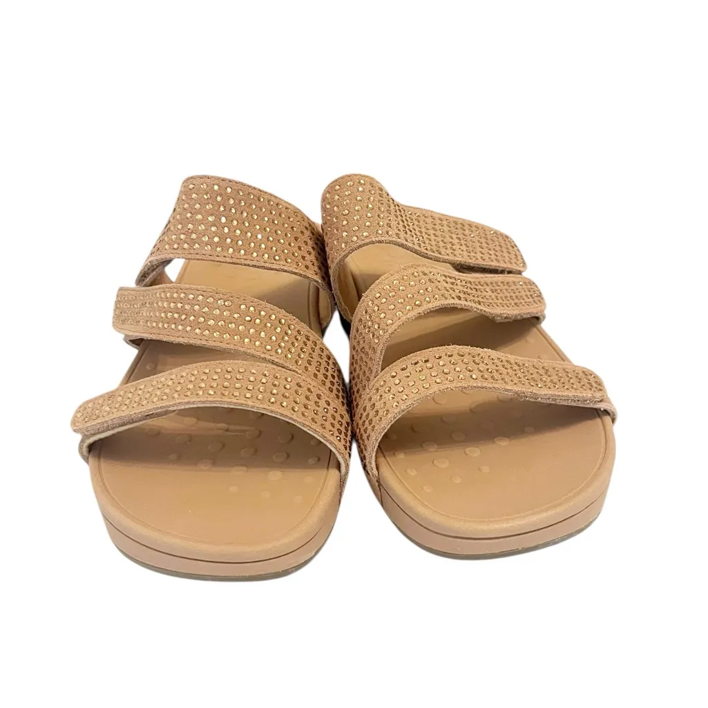 Vionic Women’s Tan Pacific Alexis Platform Suede Strap Rhinestone Sandals 7 - Image 2