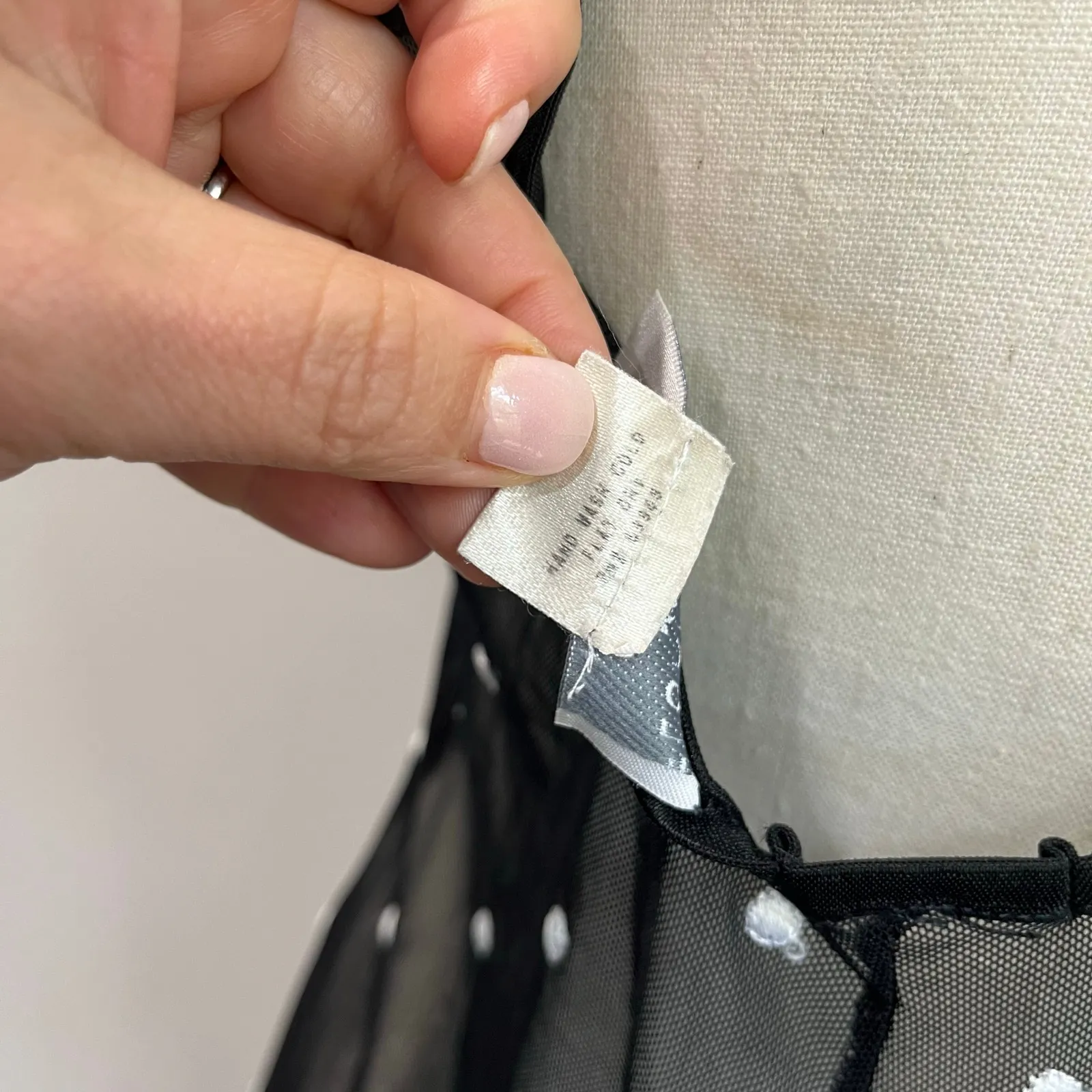 Flora Nikrooz Sheer Vintage Black Slip Dress Y2K Mesh Lip Print Size XS - Image 5