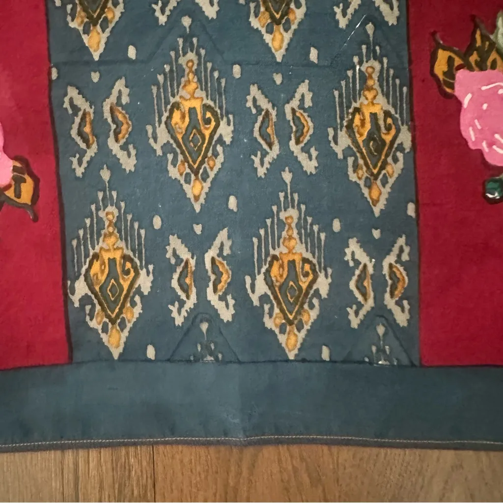 NWT Lisa Corti 100% Silk Pocket Square Scarf Geometric Floral Print 50cmx50cm Pink - Image 7